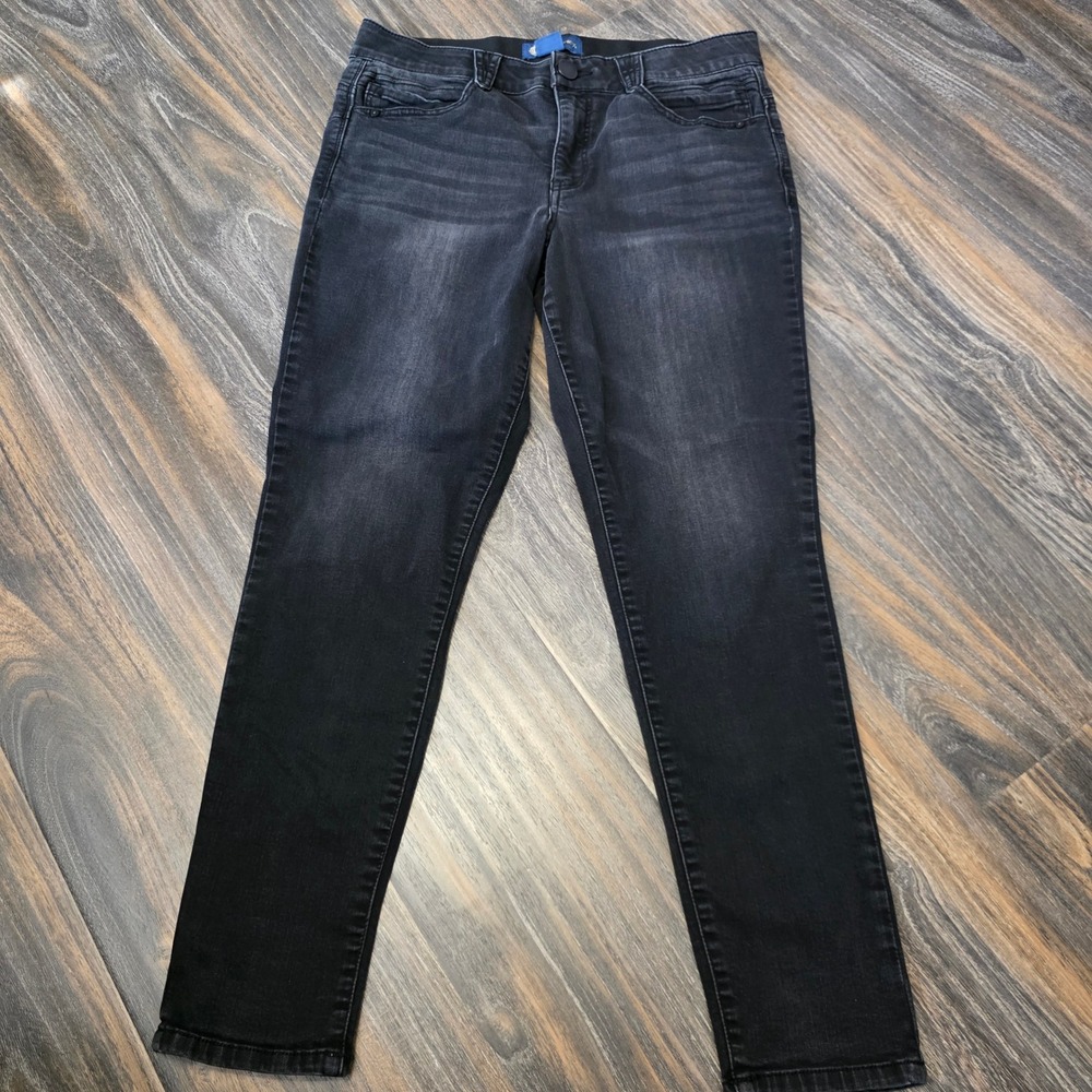 Democracy Absolution Black Straight Leg Jeans Size 12 B1593RIMQ Faded Denim